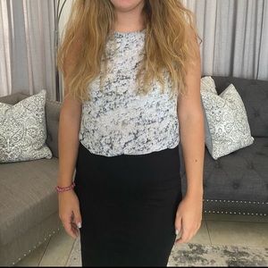 H&M green white and blue Chiffon Sleeveless work Blouse